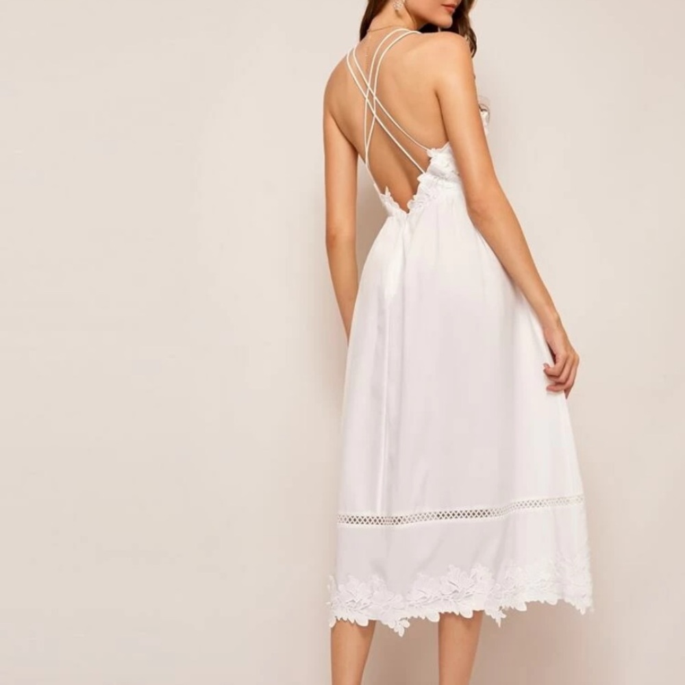 COPY - NWT BOHO Contrast lace Cami dress, lace dress, blue dress, midi dress, - Picture 5 of 5